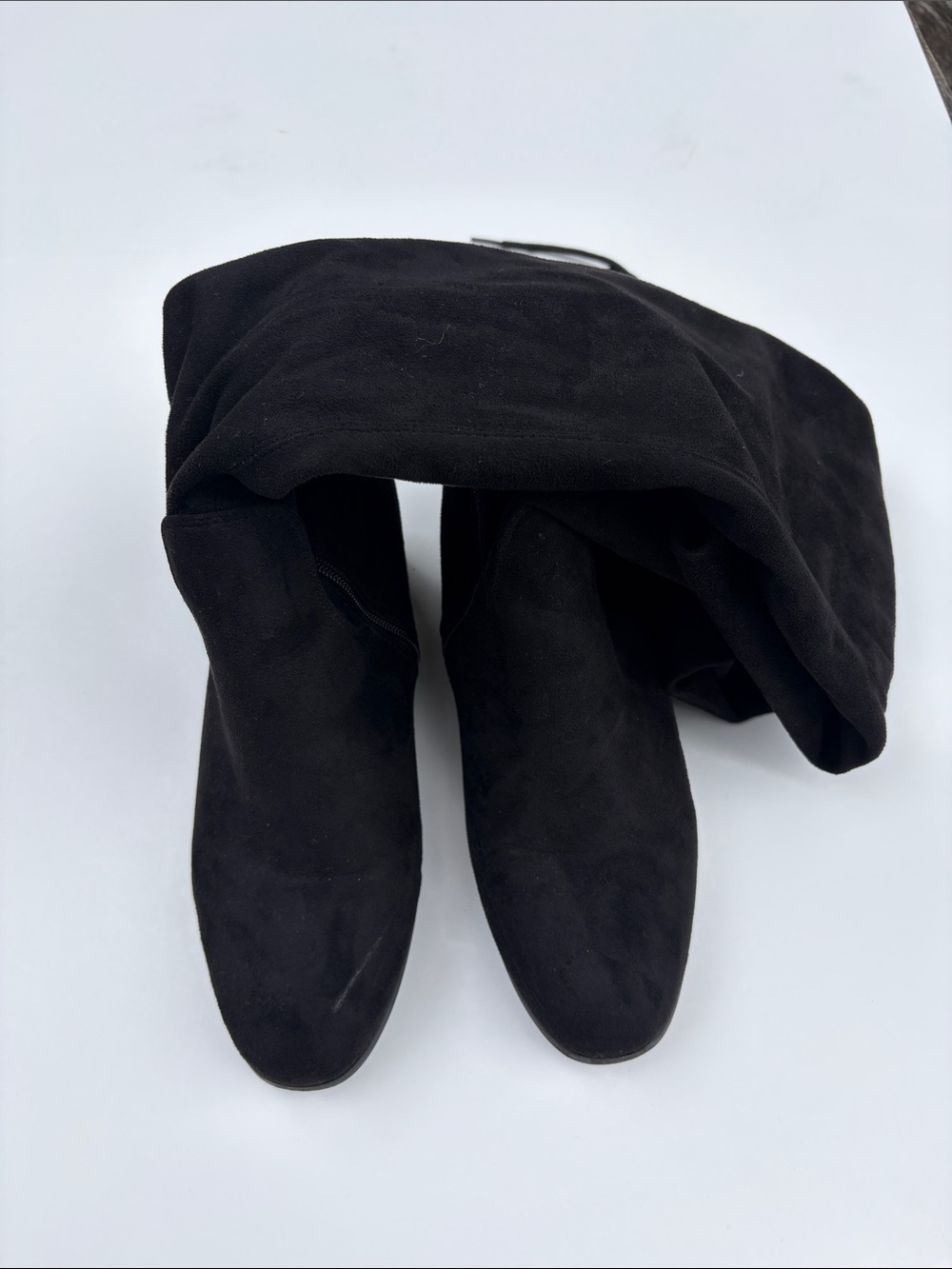 Sz 11 Dreampairs Black Over-the-Knee Adjustable Lace-Up Suede Boots - Picture 7 of 15